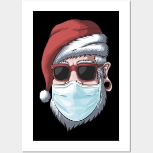 Santa Claus Wearing Face Mask Funny Christmas Gift Posters and Art